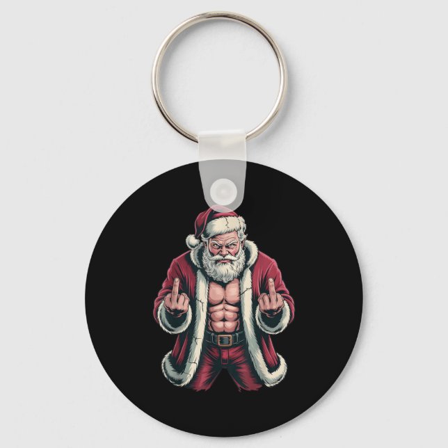 Porte-clés Christmas Angry Santa Middle Finger Sarcastic Xmas (Recto)