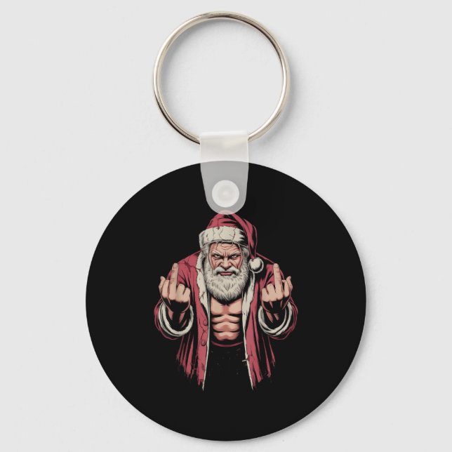 Porte-clés Christmas Angry Santa Middle Finger Sarcastic Xmas (Recto)