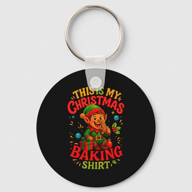 Porte-clés Christmas Baking Shirt Cute Elf Gingerbread Pastry (Recto)