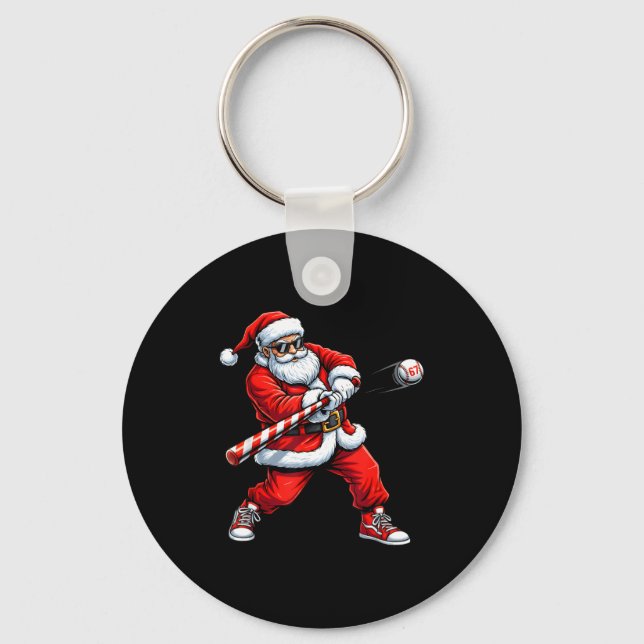 Porte-clés Christmas Baseball Player Santa Funny Xmas Boys Me (Recto)