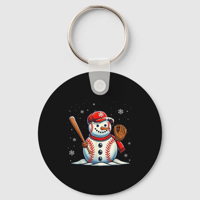 Porte-clés Christmas Baseball Snowman Boys Baseball Christmas (Recto)