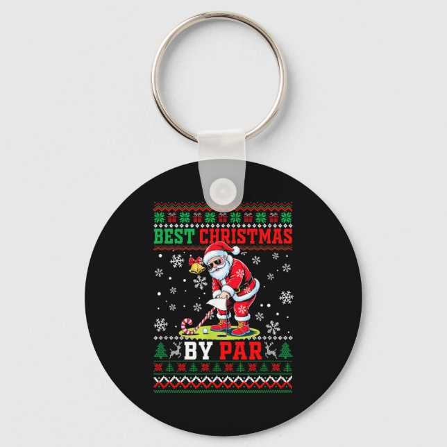 Porte-clés Christmas By Par Santa Sweater Playing Golf Golfer (Recto)