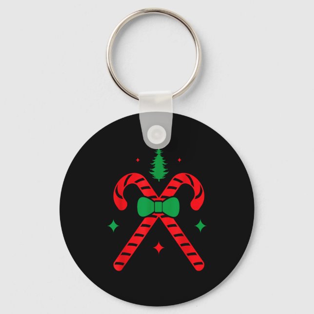 Porte-clés Christmas Candy Cane Design Red And Green  (Recto)