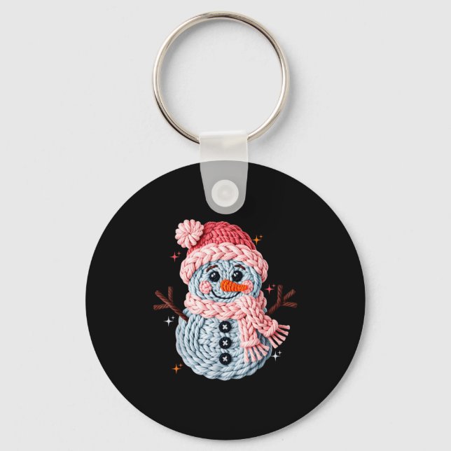 Porte-clés Christmas Crochet Faux Yarn Crochet Snowman Funny  (Recto)