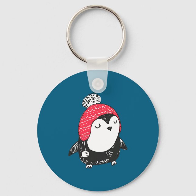 Porte-clés Christmas Cute Baby Penguin Wearing Winter Hat W_e (Recto)