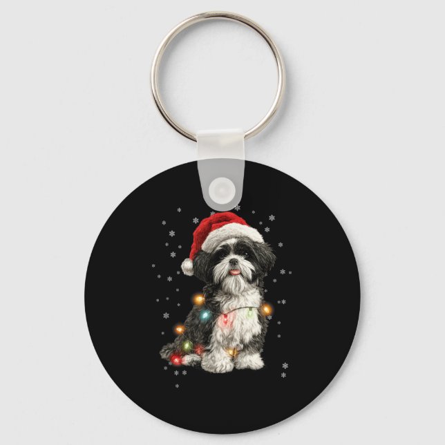 Porte-clés Christmas Dog Shih Tzu Santa Xmas Women Men Kids  (Recto)