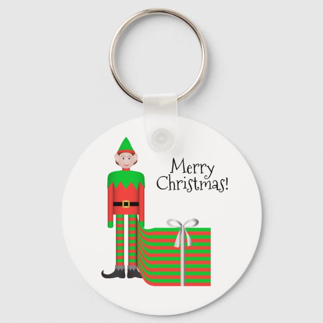 Porte-clés Christmas Elf Keychain - Striped Gift Package (Recto)