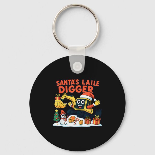 Porte-clés Christmas Excavator Santa Digger Funny Holiday  (Recto)