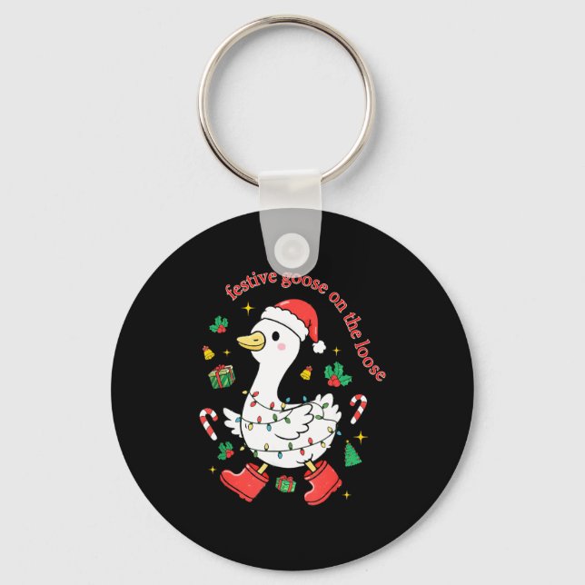Porte-clés Christmas Festive Goose On The Loose Silly Goose X (Recto)
