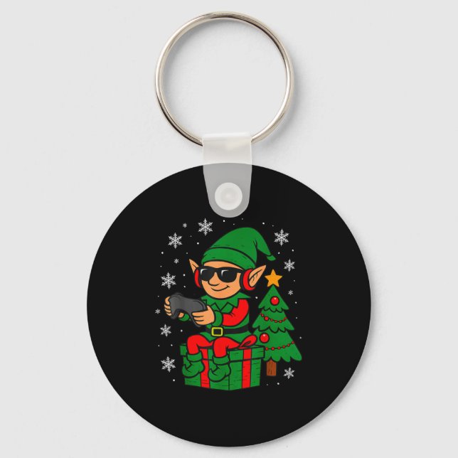 Porte-clés Christmas Gamer Retro Elf Funny Xmas Gaming Boys K (Recto)