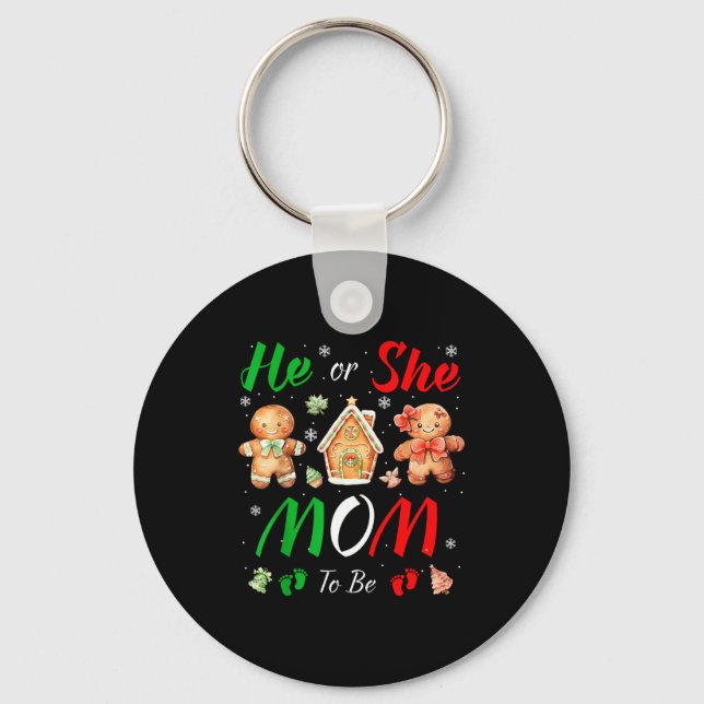 Porte-clés Christmas Gingerbread Gender Reveal He Or She Mom  (Recto)