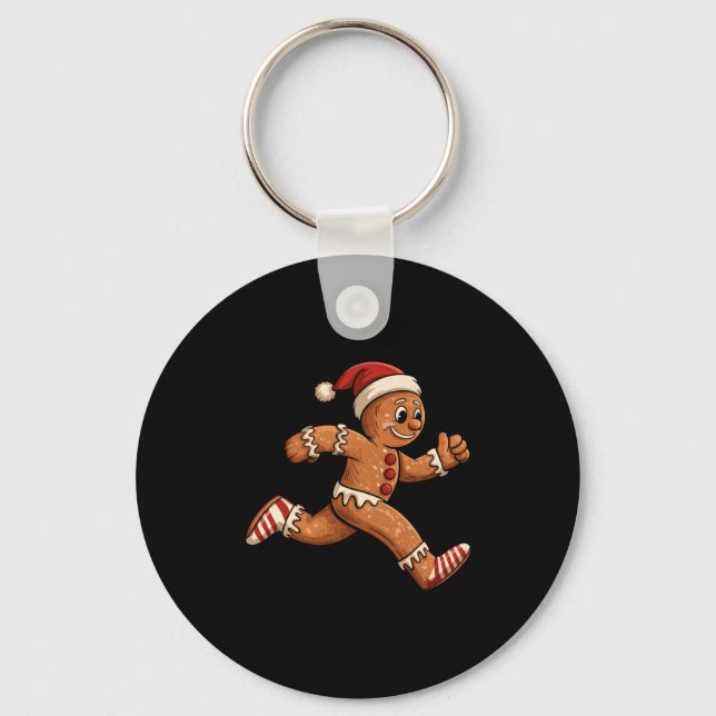 Porte-clés Christmas Gingerbread Running Funny Runners Pajama (Recto)