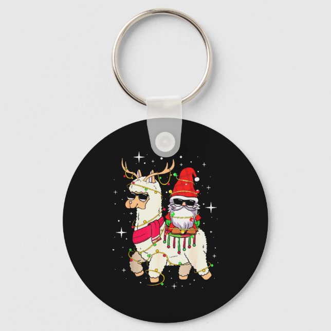 Porte-clés Christmas Gnome On Llama, Cute Alpaca Chanukah Chr (Recto)