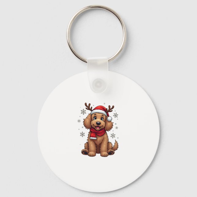 Porte-clés Christmas Goldendoodle Dog Reindeer Holiday Doodle (Recto)