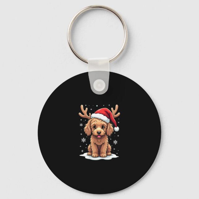 Porte-clés Christmas Goldendoodle Dog Reindeer Holiday Doodle (Recto)