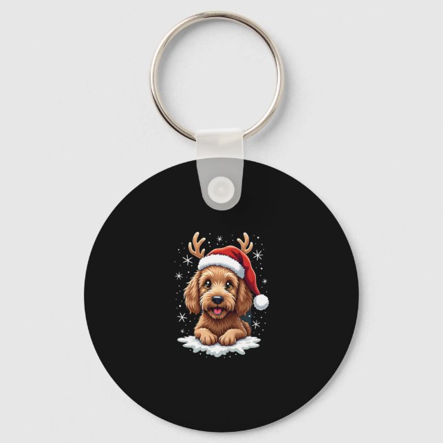 Porte-clés Christmas Goldendoodle Dog Reindeer Holiday Doodle (Recto)