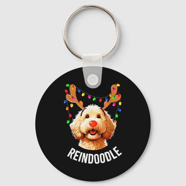 Porte-clés Christmas Goldendoodle Reindeer Doodle Dog Reindoo (Recto)
