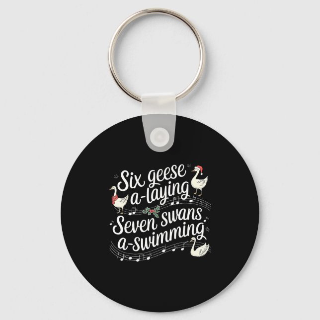 Porte-clés Christmas Goose 67 6 Geese A Laying 7 Swans A Swim (Recto)