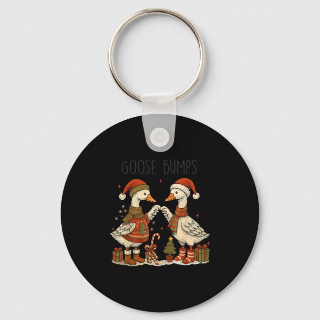 Porte-clés Christmas Goose Bumps Funny Santa Goose Couple  (Recto)