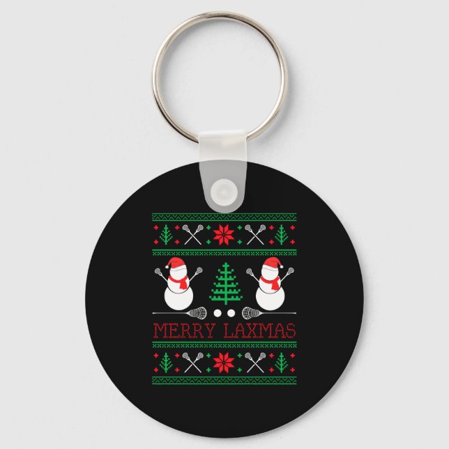 Porte-clés Christmas Lacrosse Lax Player Ugly Christmas Xmas  (Recto)