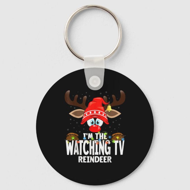 Porte-clés Christmas Matching I'm The Watching Tv Reindeer  (Recto)