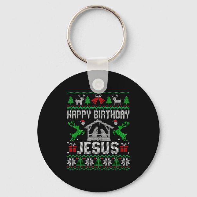 Porte-clés Christmas Outfit Happy Birthday Jesus Holiday Ugly (Recto)