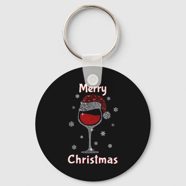 Porte-clés Christmas Outfit Women Wine Gl Funny Christmas  (Recto)