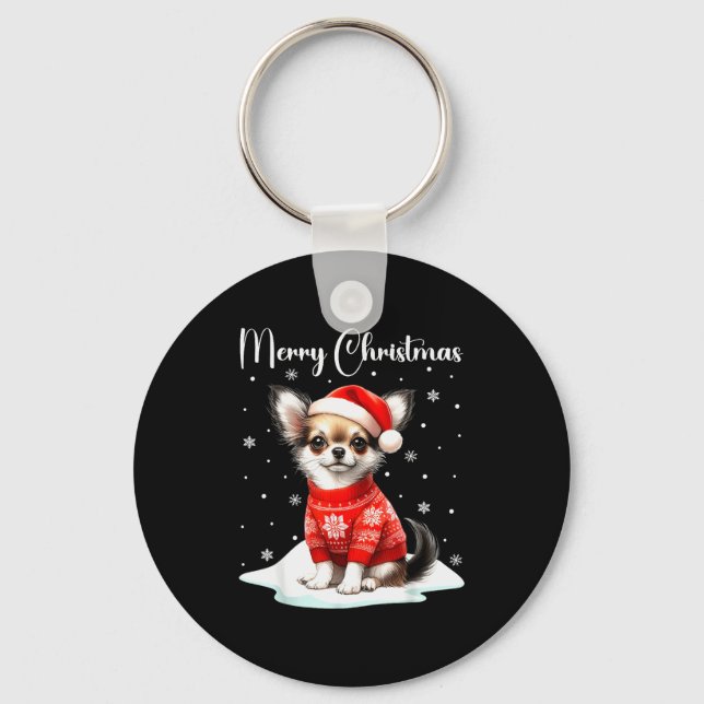 Porte-clés Christmas Pajamas Chihuahua Christmas Outfit Chihu (Recto)