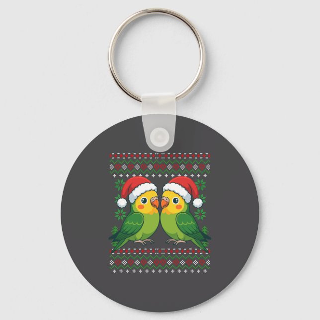 Porte-clés Christmas Parakeet Ugly Xmas Sweater Parakeets Lon (Recto)
