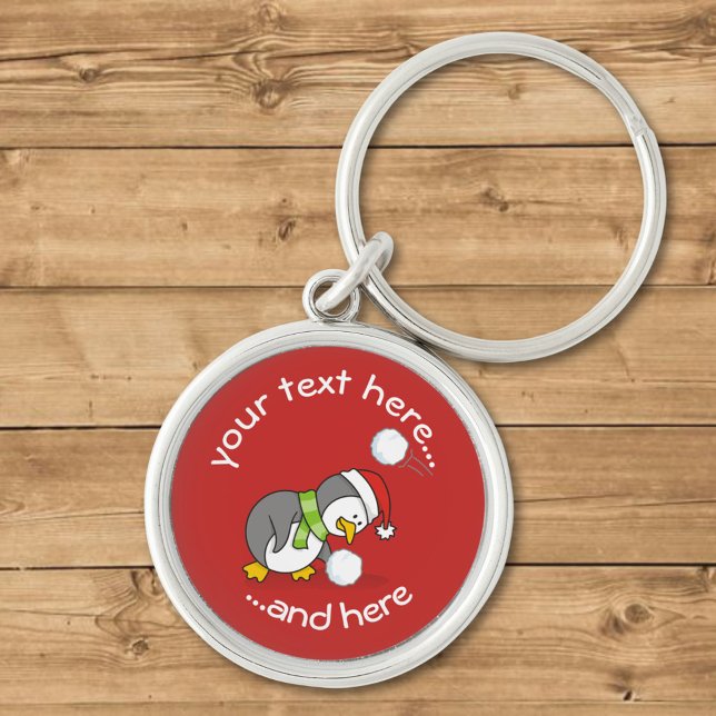 Porte-clés Christmas Penguin Getting a Snow Ball Keychain (Créateur téléchargé)