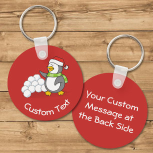 Porte-clés Christmas Penguin with Snow Balls Waving Keychain