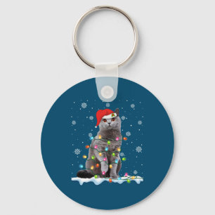 Porte-clés Christmas Père Noël Cat British Shorthair Amoureux
