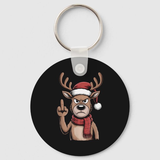 Porte-clés Christmas Reindeer Middle Finger Sarcastic Xmas Fu (Recto)