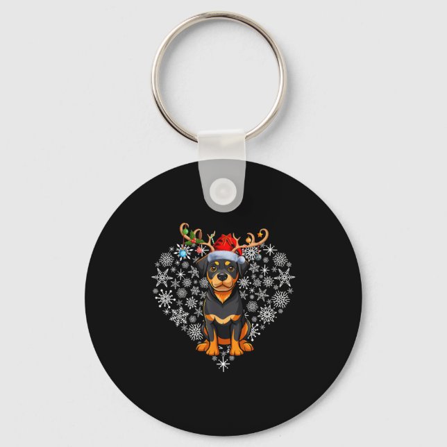 Porte-clés Christmas Reindeer Santa Hat Rottweiler Lovers Xma (Recto)