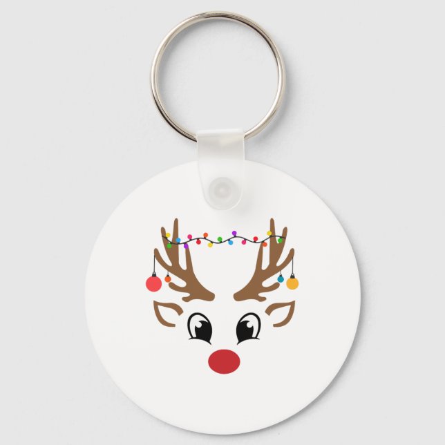 Porte-clés Christmas Reindeer Xmas Light Family Matching Men  (Recto)