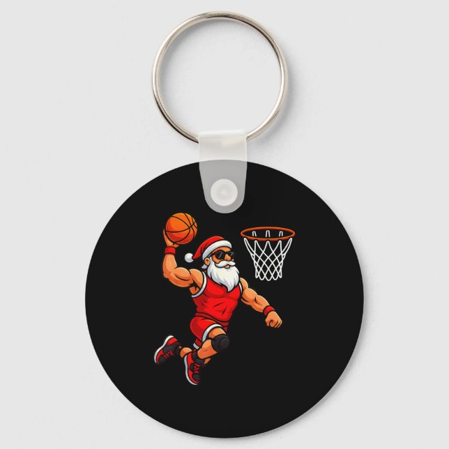 Porte-clés Christmas Santa Basketball Player Dunking Basketba (Recto)
