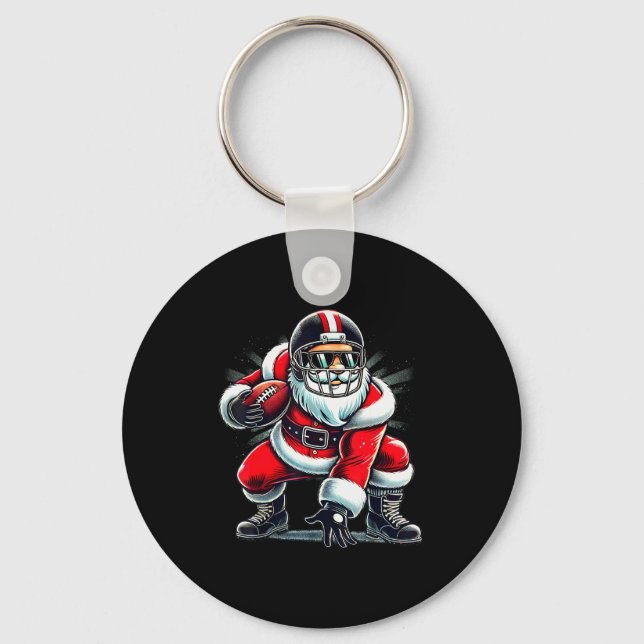 Porte-clés Christmas Santa Claus Football Lineman Quarterback (Recto)