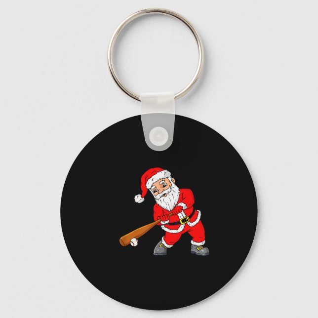 Porte-clés Christmas Santa Claus With Baseball Bat Boys Kids  (Recto)