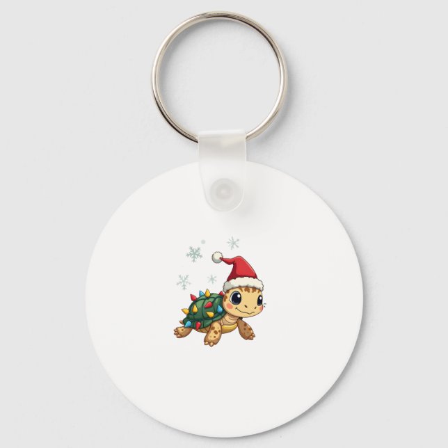 Porte-clés Christmas Sea Turtle Santa Xmas Men Women Boys Gir (Recto)