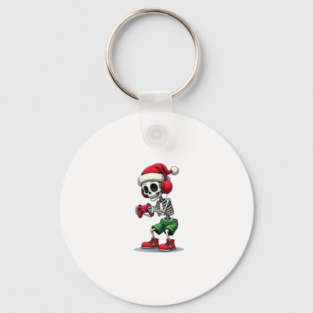 Porte-clés Christmas skeleton Gamer Pajamas xmas skull gaming (Recto)