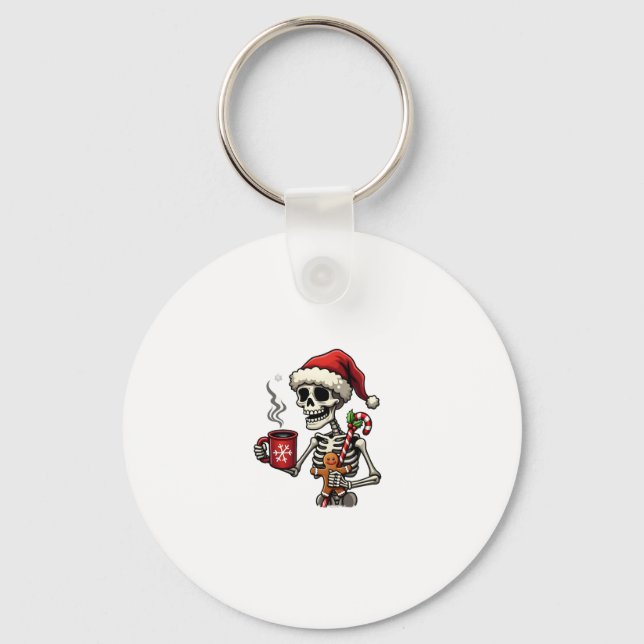 Porte-clés Christmas Skeleton Hot Chocolate Xmas Men Women Ki (Recto)