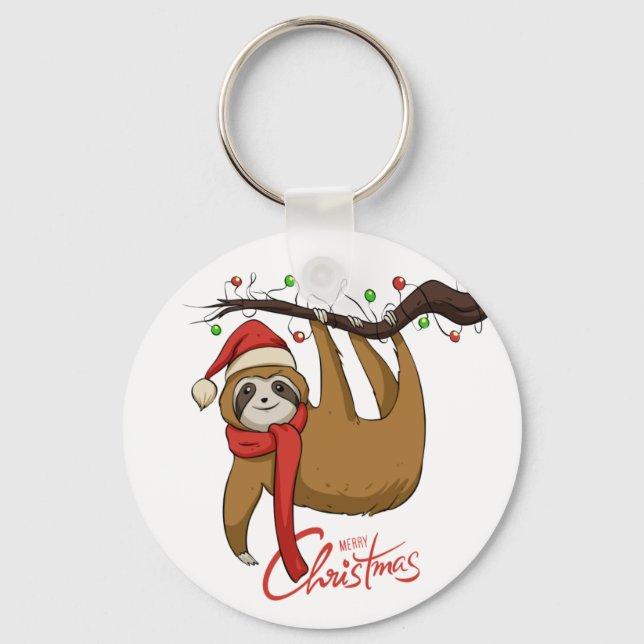 Porte-clés Christmas Sloth on Tree Branch%0A (Recto)