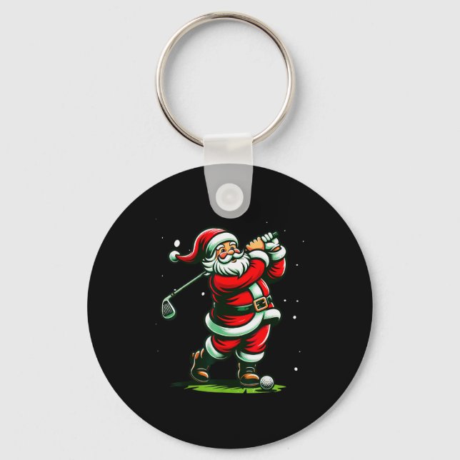 Porte-clés Christmas Srts, Santa Plays Golf Xmas Women Men &a (Recto)