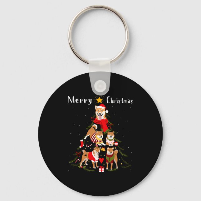 Porte-clés Christmas Tree Shiba Inu Lover Xmas Dog Owner New  (Recto)