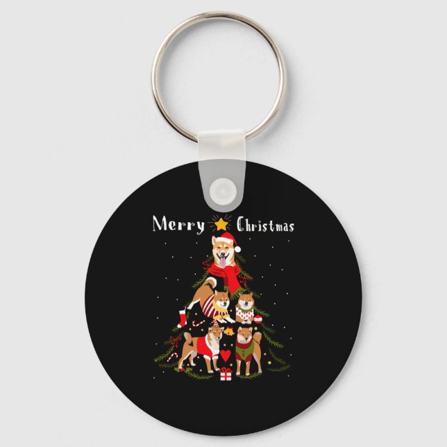 Porte-clés Christmas Tree Shiba Inu Lover Xmas Dog Owner New  (Recto)
