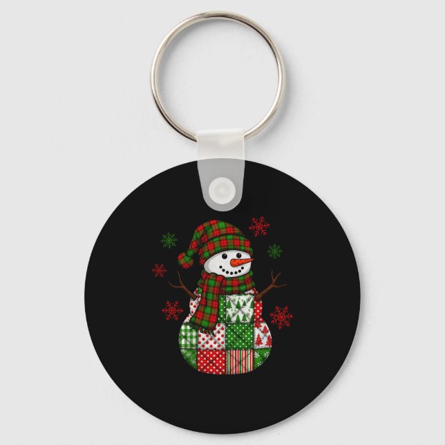 Porte-clés Christmas Trendy Patchwork Snowman Merry Christmas (Recto)