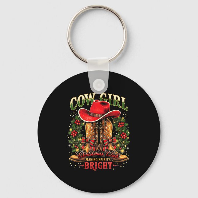 Porte-clés Christmas Y'all Xmas Coquette Cowgirl Let’s Go Gir (Recto)