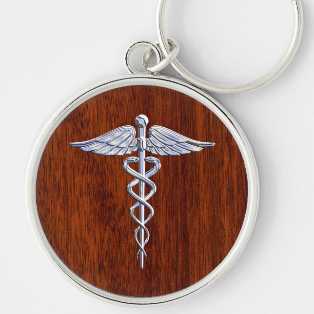 Porte-clés Chrome Comme Caduceus Symbole Médicale Décor en ac (Devant)