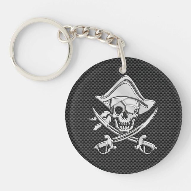 Porte-clés Chrome comme Pirate sur Black Carbon Fiber (Devant)