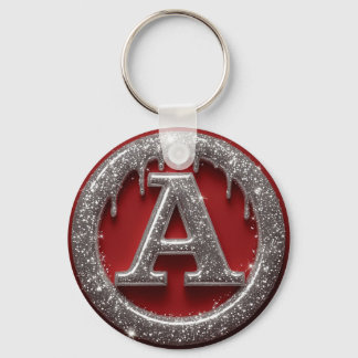Porte-clés Chrome Drip Lettre A Monogramme Icône Paillettes